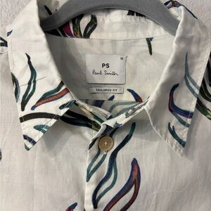 PS Paul Smith Painted Fern Tailored Fit Cotton Long Sleeve Button Down
